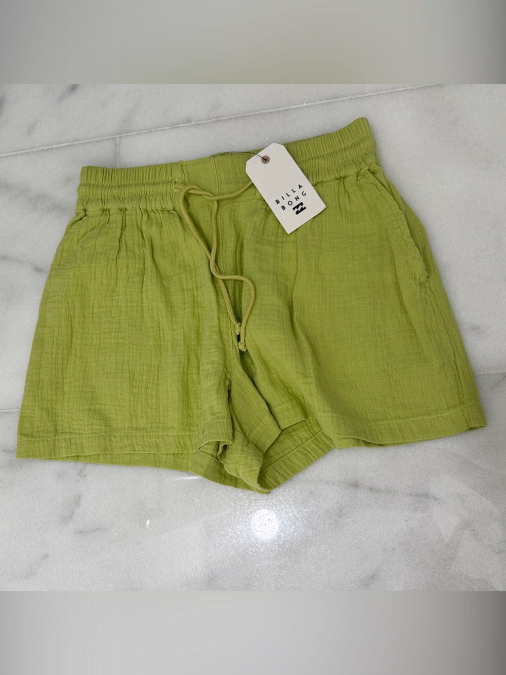 Billabong Lime Green Drawstring Athletic Shorts